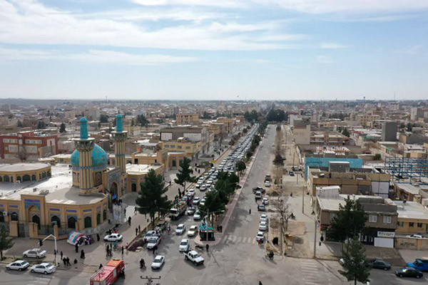 تصاویر هوایی از راهپیمایی حماسی و باشکوه خودرویی ۲۲ بهمن در سرخس