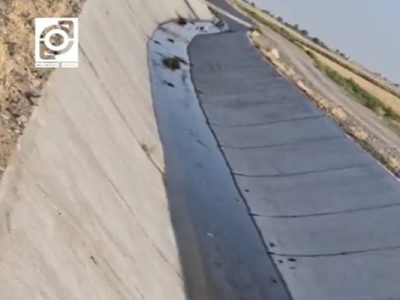 فیلمی از هدر رفت آب در کانال سیمانی محدوده روستای قوش عظیم سرخس!