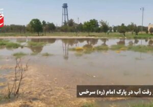 رهاسازی آب در پارک امام سرخس برای شستشوی خط است