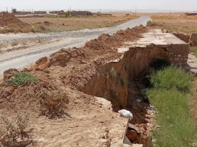 شهروند خبرنگار؛ وضعیت خطرناک آب‌نمای ورودی روستای چاله‌زرد سرخس